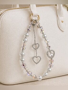 Elegant Silver Heart Charm Keychain/Purse Chain